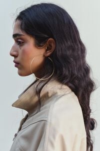 Large aged gold textured hoop earrings