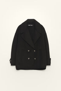 Short black double-face coat