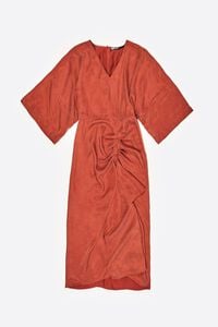 Burnt orange fluid ruffle dress