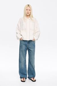 Chaqueta lino pespuntes marfil