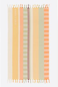 Yellow striped towel with horizontal and vertical pattern