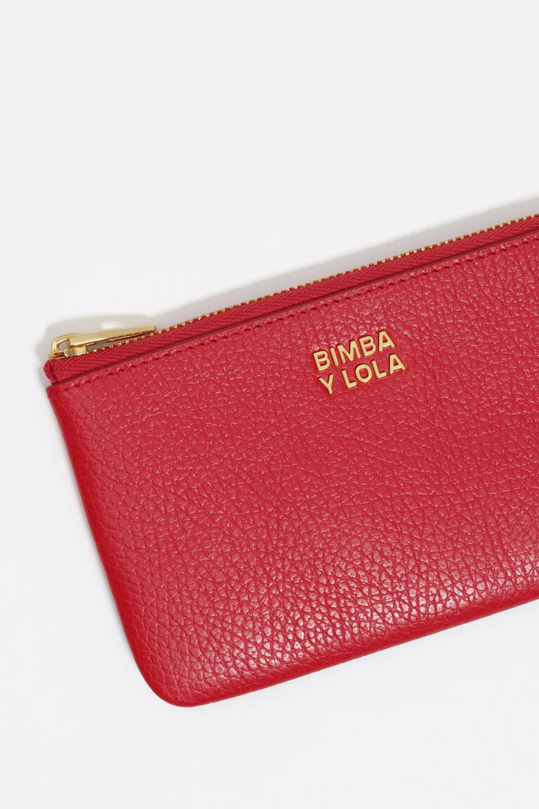 Small red leather coin purse