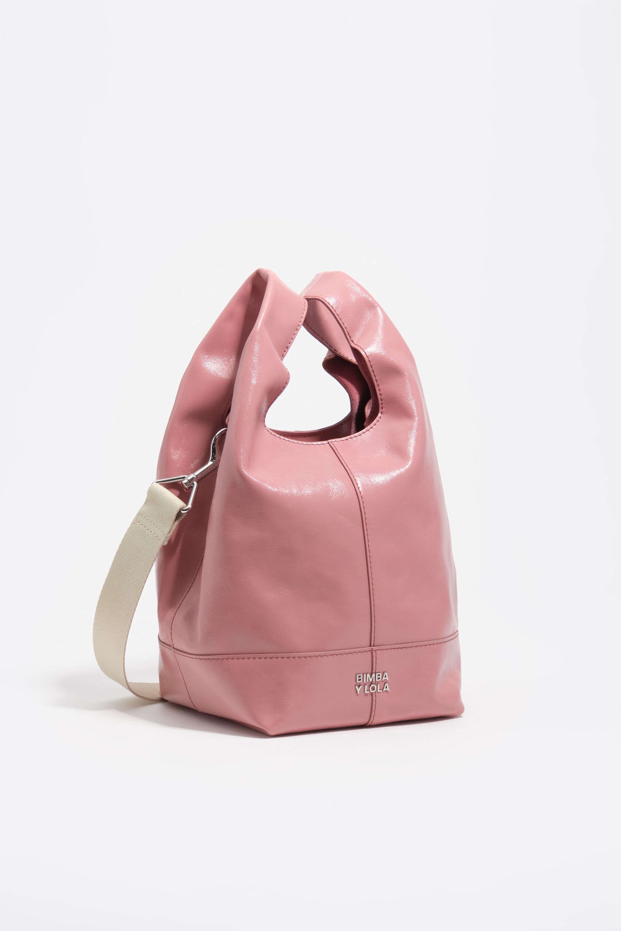 【tsz】Leather Paper Bag pink Medium pink leather Paper bag
