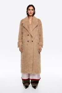 Nude fur tailored coat