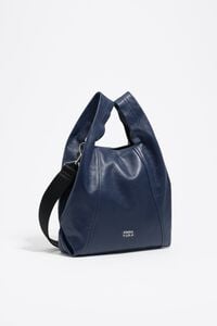 Medium blue leather Paper bag