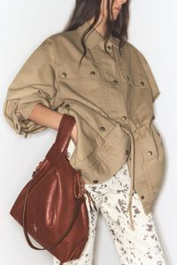 Medium dark tan leather Paper bag