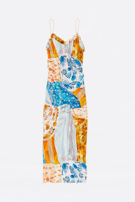 Vestido largo patchwork naranja