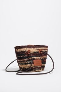 Bolso capazo peque&ntilde;o rafia marr&oacute;n oscuro