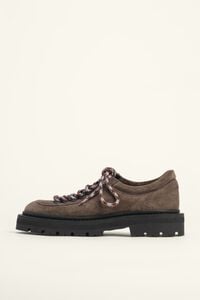 Gray suede lace-up shoe