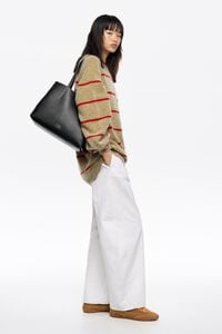 Black leather Chihuahua shopper bag