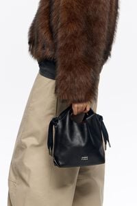 Black leather mini Paper bag