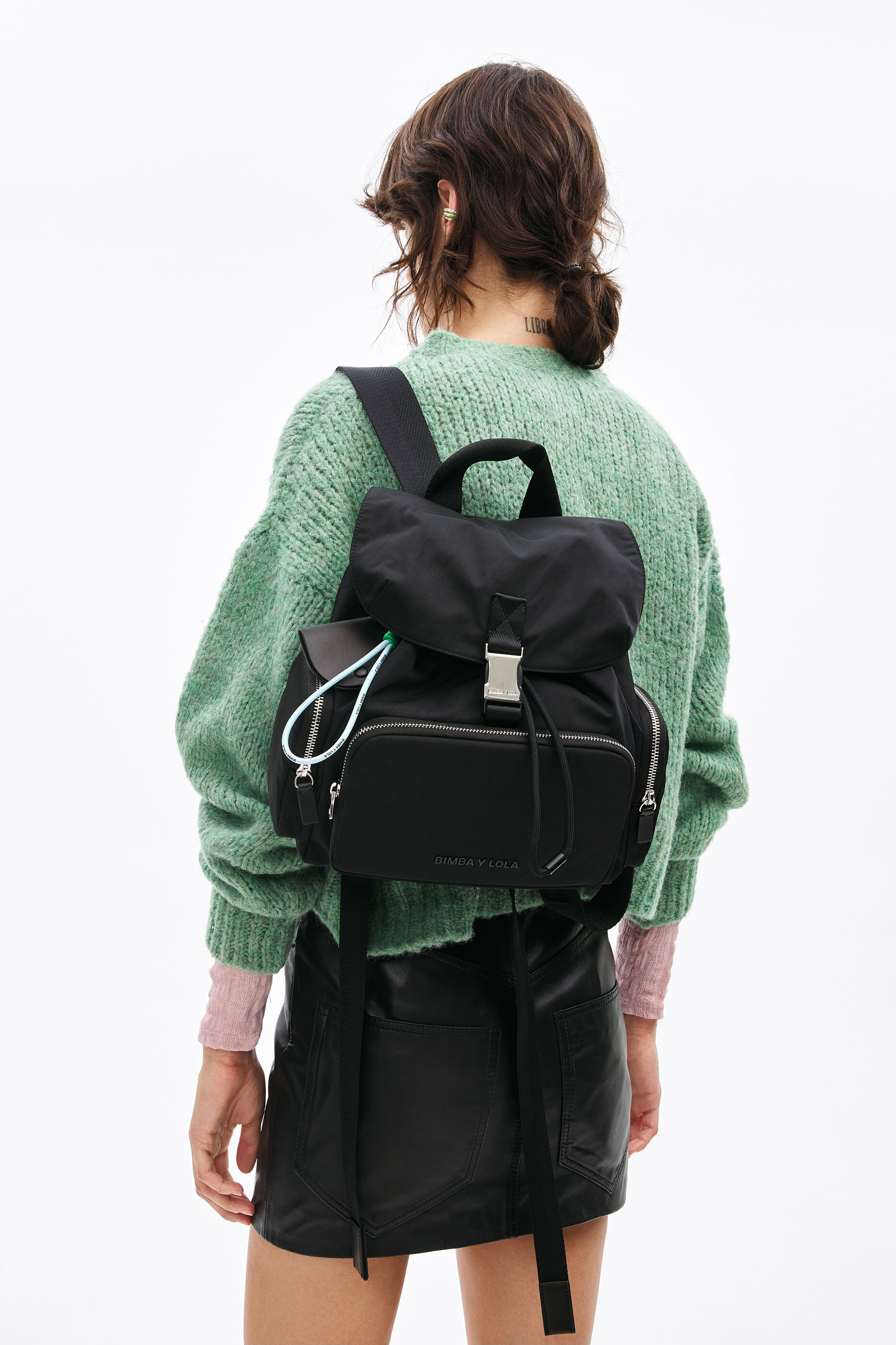 black flap backpack