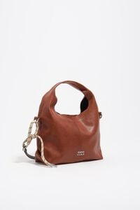 Small dark tan leather Paper crossbody bag