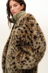 Dark olive reversible Leopard fur jacket