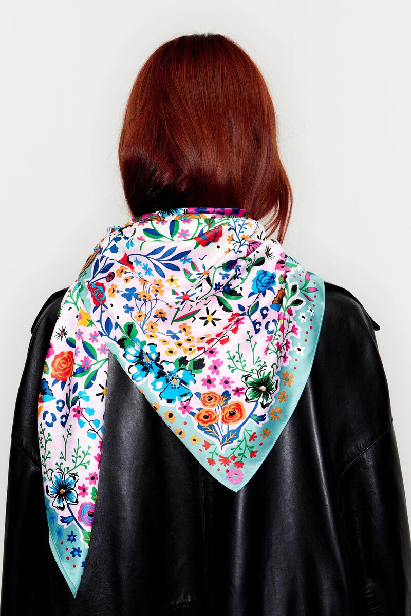 White butterflies and flowers scarf