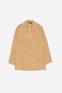 Ochre striped straight tailored jacket