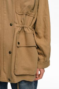 Camel linen jacket with adjustable waist
