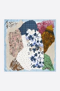 Blue collage print scarf