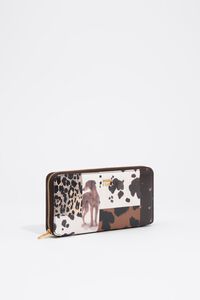 Large chocolate patchwork zip wallet