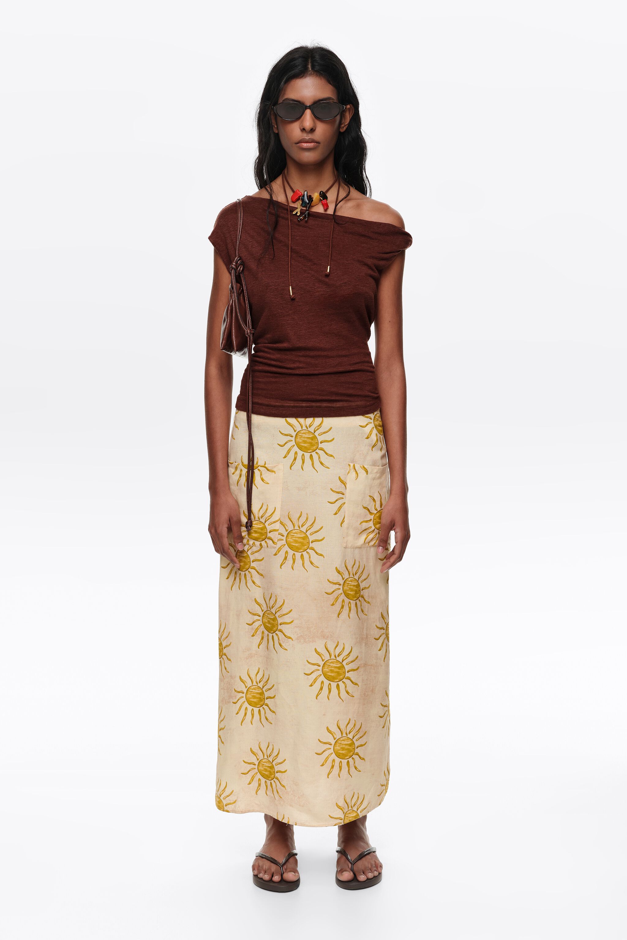 Bimba by the south linen A-line skirt