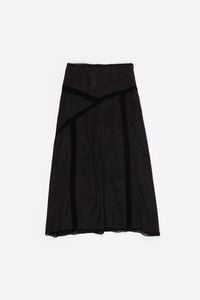 Washed black lace midi skirt