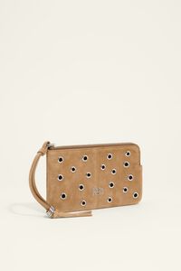 Medium beige suede coin purse