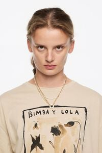 Gold logo multi-chain necklace