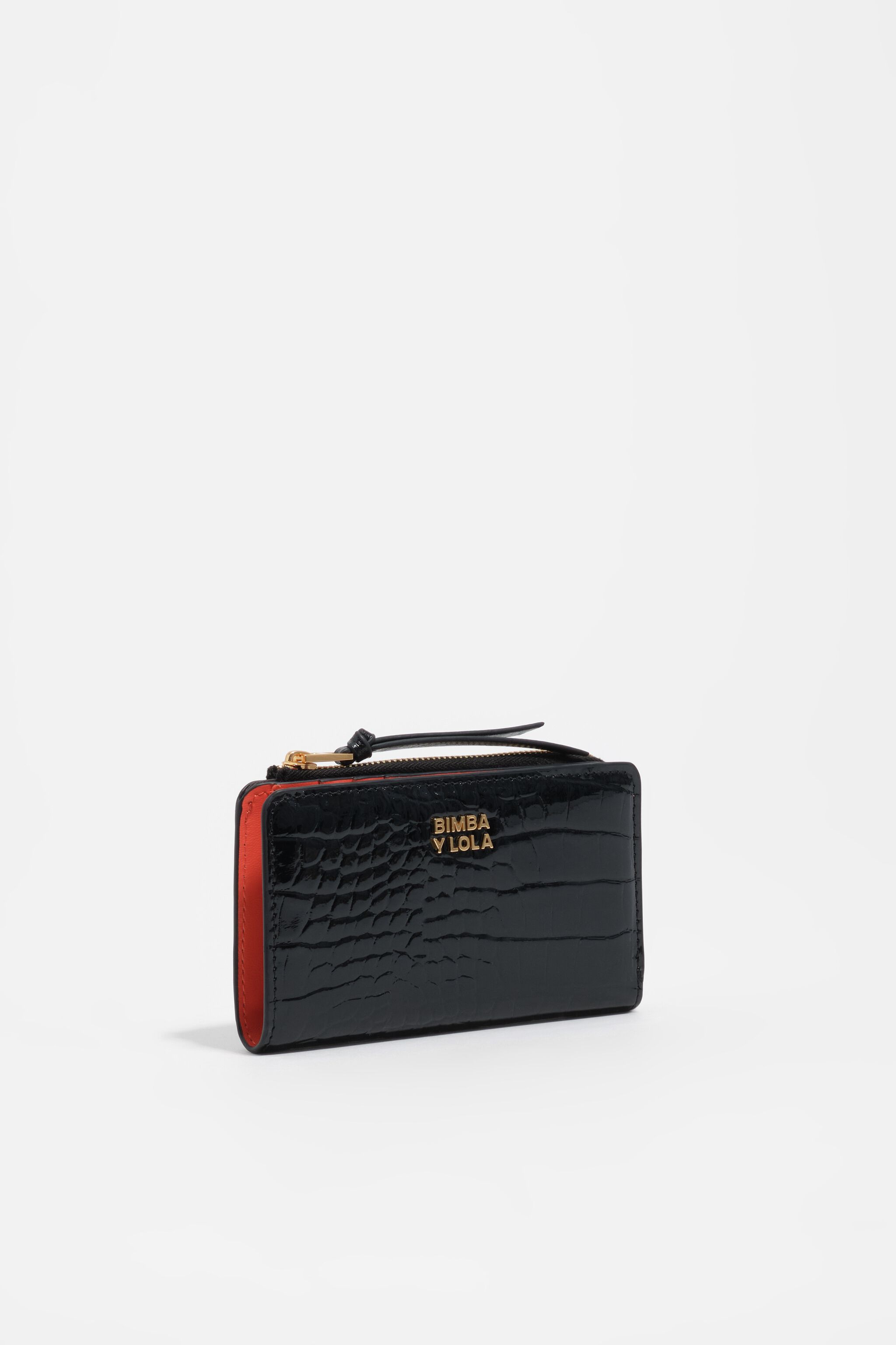 Black mock croc purse