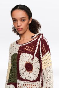 Sweater crochet reto multicolorido