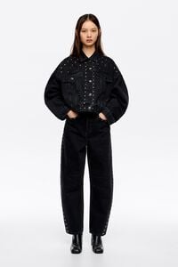 BARREL - Black studded trousers