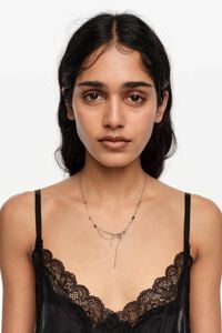 Silver chains and crystals necklace