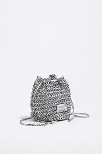 Bolso mini crochet trenzado piel plateado