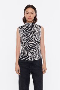 Top ajustado Zebra marfil