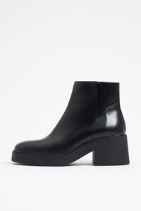 Black leather ankle boot heel