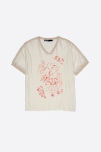 Faded ivory linen fruit logo T-shirt