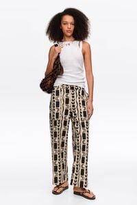 Pantal&oacute;n recto cintura el&aacute;stica Moon stripes blanco