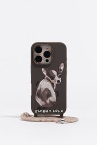 Coque rigide iPhone 16 Pro couleur chocolat chihuahua