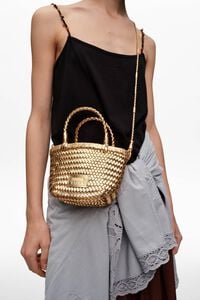 Gold plaited leather mini bag
