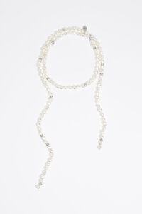 Silver pearls crystals necklace