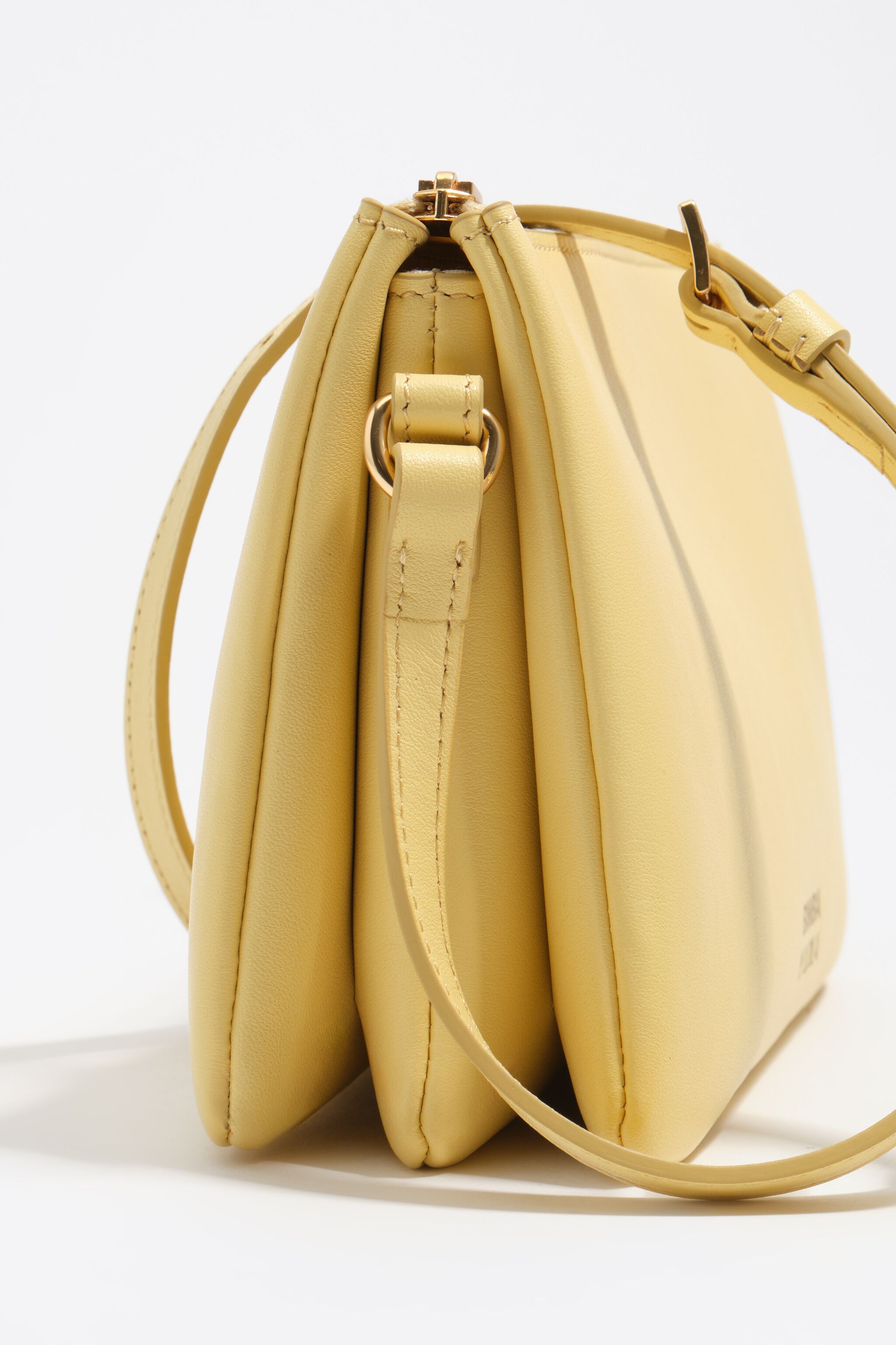 Banana mini leather triple clutch bag