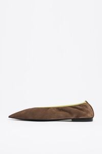 Brown suede pointed toe ballerina
