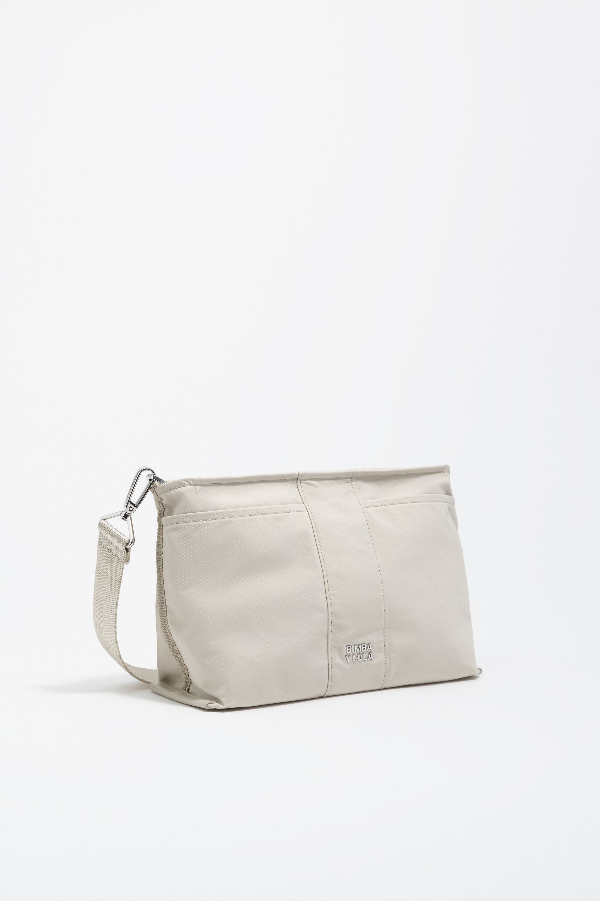 Medium stone white nylon Trapezium bag