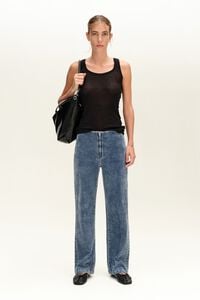 STRAIGHT CROPPED - Pantal&oacute;n terciopelo tobillero azul claro