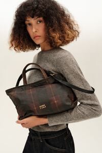 Medium hunter brown tartan shopper bag