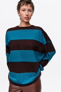 Blue-green striped oversize T-shirt