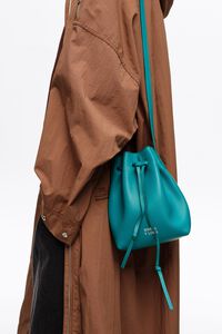 Bolso bucket peque&ntilde;o piel verde tropical