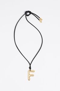 Matte gold letter F cord necklace