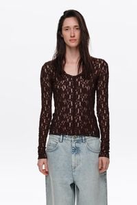 Chocolate lace fitted T-shirt