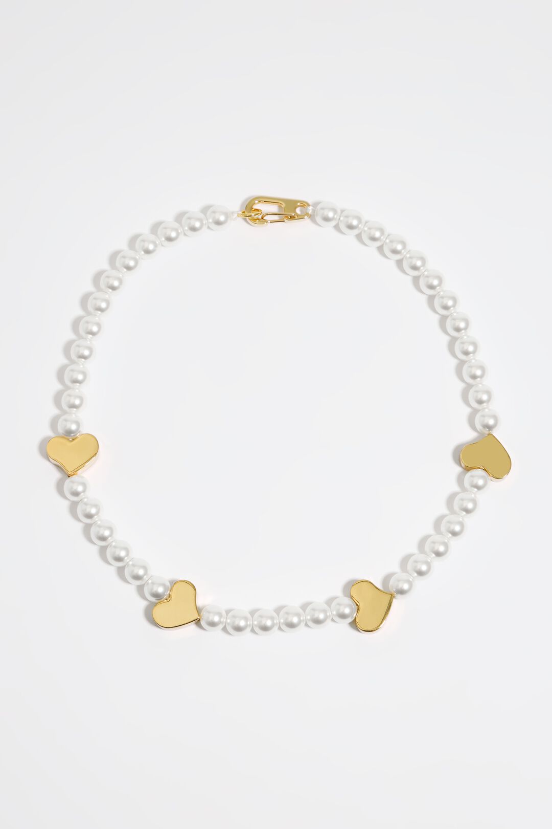 Golden hearts pearl necklace