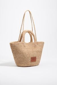 Large natural raffia plaited bag